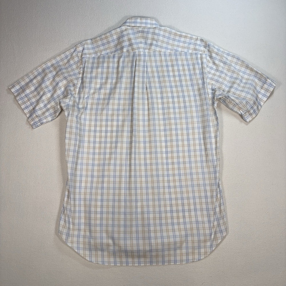 Dunhill Shirt Men's M Beige Plaid Check 100% Cotton Pocket Button Down‎ - Picture 2 of 14